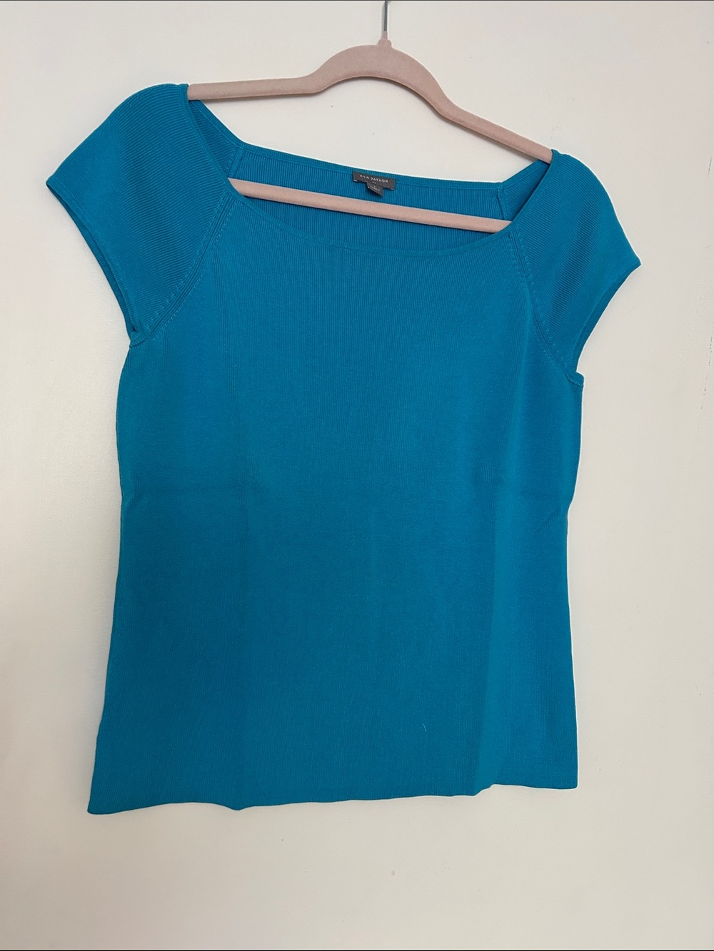 Ann Taylor Teal Square Neck Cap Sleeve Camisole